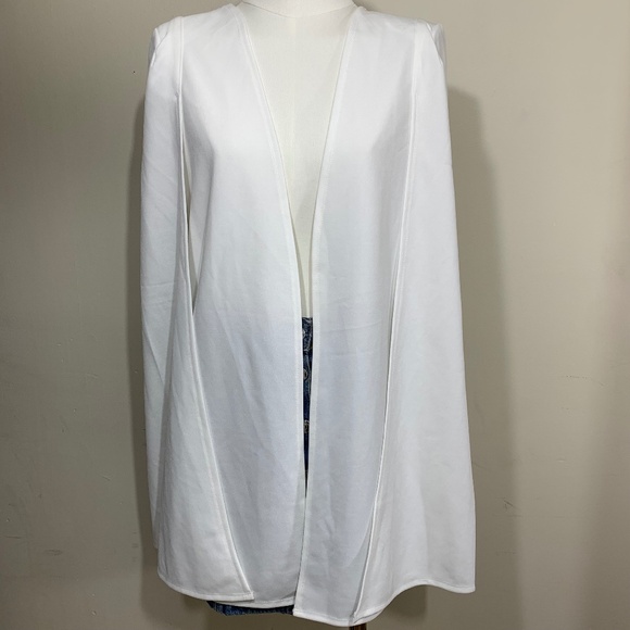 Jackets & Blazers - SHEIN White Longline Open Front Blazer Cape Style Size XS US 2 Polyester Stretch